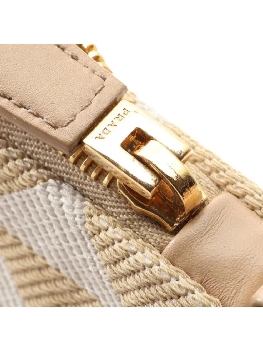 Prada Shoulder Bag Triangle 2-Way Beige White Canvas Leather Logo - Picture 8 of 8